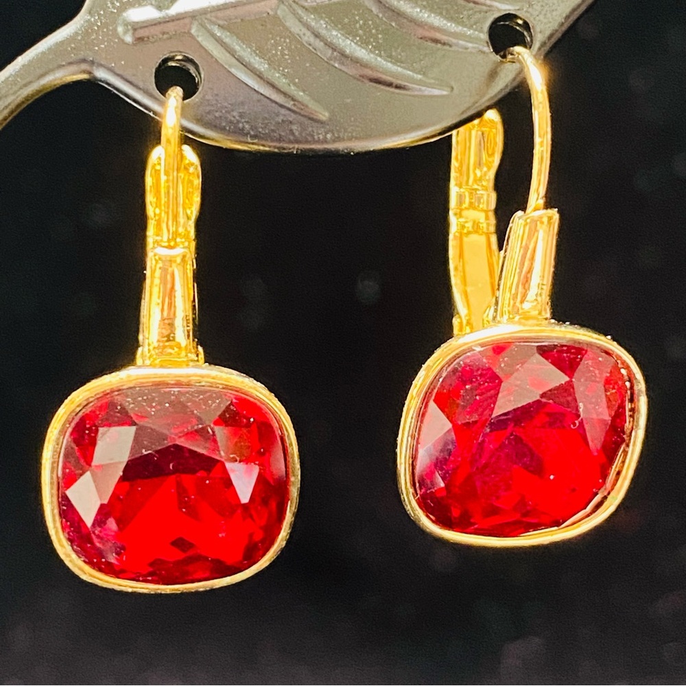Vintage QVC Joan Rivers Classics Collection Bold Colored Sparkling Earrings RED